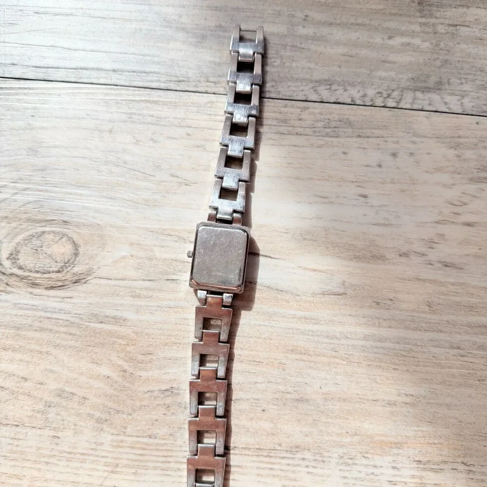 Vintage Mary Kay Pink Dial Silver Tone Rectangle Watch Y2K Rhinestone Watch